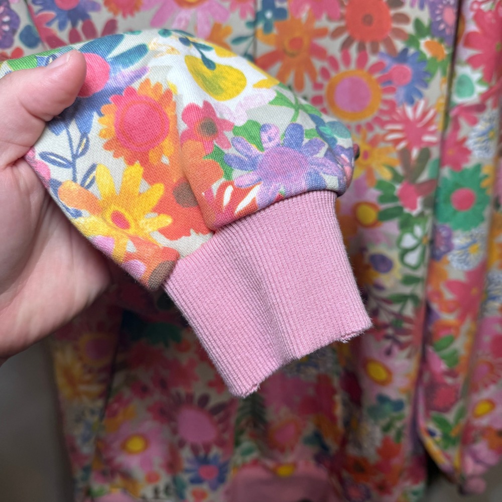 Natural Life Oversized Printed Floral Hoodie Women's L/XL Multicolor V-Neck - Picture 3 of 7